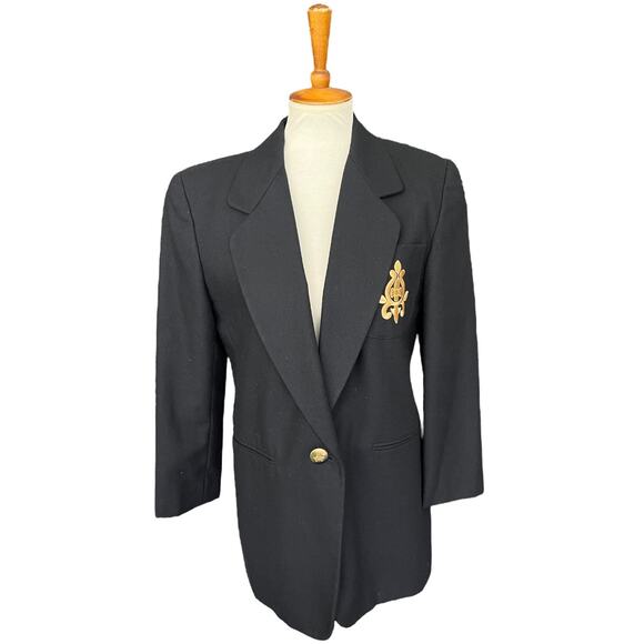 Vintage Preppy Quiet Luxury Workwear Harve Benard Black Wool Blazer - Picture 1 of 7